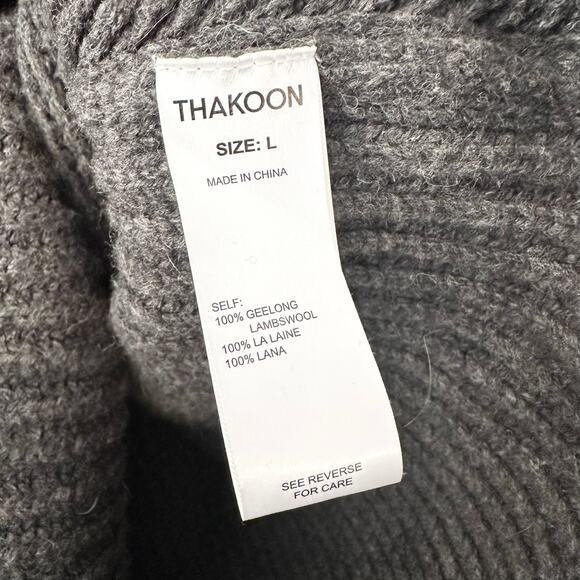 Thakoon Charcoal Grey Chunky Turtleneck Ribbed Oversized Tunic Sweater Large - Picture 7 of 10